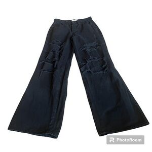PacSun black distressed flare baggy jeans